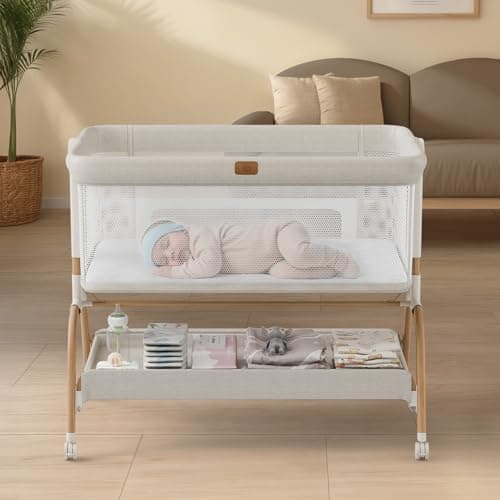3-in-1 Baby Bassinet Bedside Crib (Adjustable, Breathable)