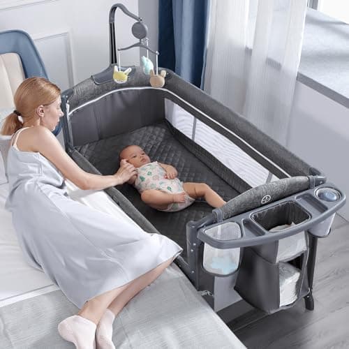 BabyBond Bedside Bassinet & Portable Playard (Grey)